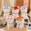 Medium-sized exquisite and unique handcrafted handicrafts, home decoration and display, creative gifts, artworks, graduation gifts, knitted mini woolen bouquets, simulated cream puffs, little chanese-style birthday gifts, kindergarten graduation bouquets Item Picture